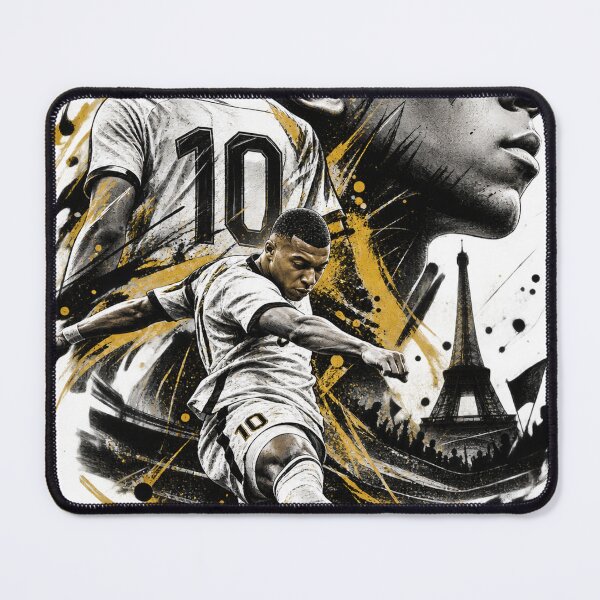 Item preview, Kylian Mbappé Football King – Black & Gold Soccer Art designed and sold by ravuh.