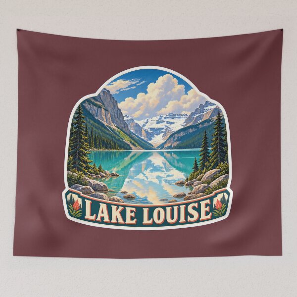 Item preview, Lake Louise Vintage Canadian Rockies Mountain Travel Print designed and sold by PinUpPizzazz.