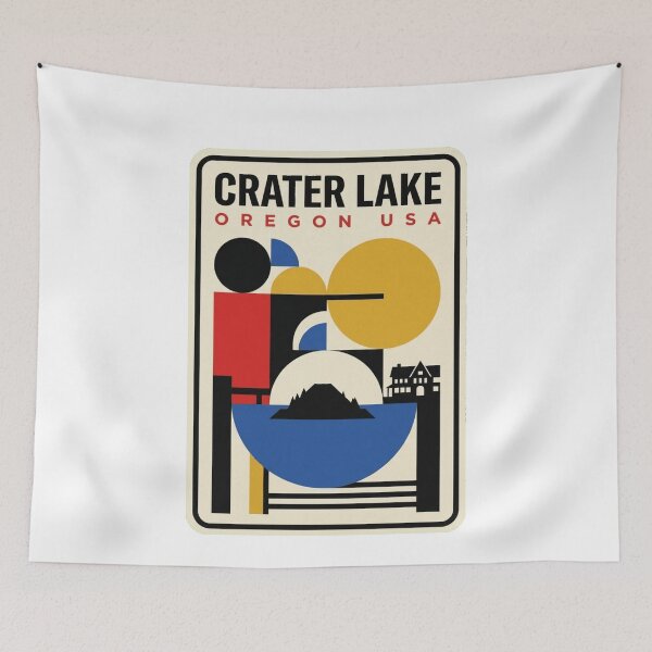 Item preview, Retro Crater Lake Bauhaus Geometric Skyline designed and sold by k3rstman1.