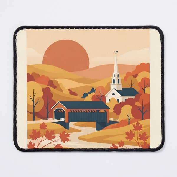 Item preview, New England Vintage Travel Poster - Minimalist Fall Foliage Art Print designed and sold by DuckOddity.