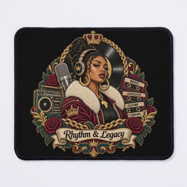 Item preview, 90s Hip Hop Embroidery – Rhythm & Legacy Retro Music Culture Art designed and sold by Emoji Emblems.