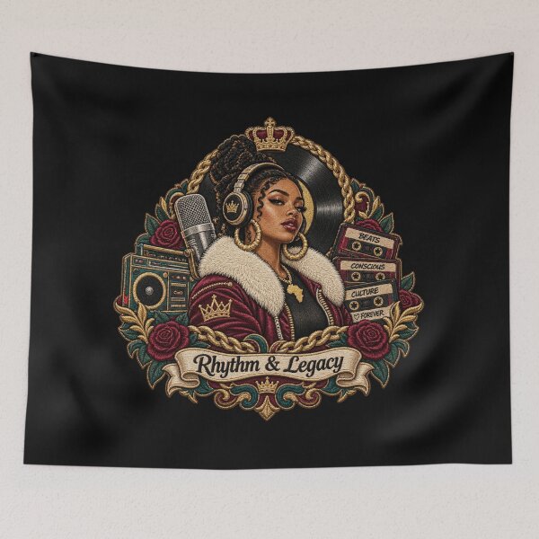 Item preview, 90s Hip Hop Embroidery – Rhythm & Legacy Retro Music Culture Art designed and sold by Emoji Emblems.