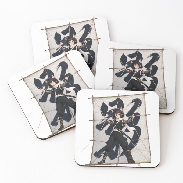 Item preview, Cat Girl Ninja Flying on Giant Kite - Shirokage Style designed and sold by Komatoya.