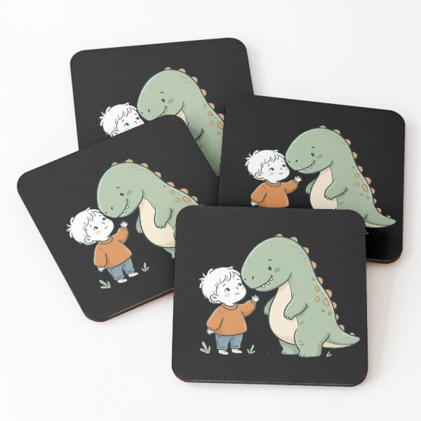 Item preview, Cute Boy And Gentle Dinosaur Best Friends Vintage Storybook Art designed and sold by mood-draftsman.
