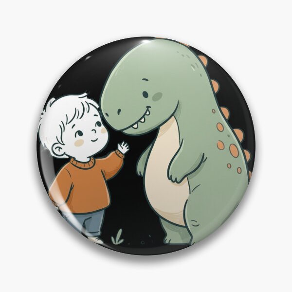 Item preview, Cute Boy And Gentle Dinosaur Best Friends Vintage Storybook Art designed and sold by mood-draftsman.