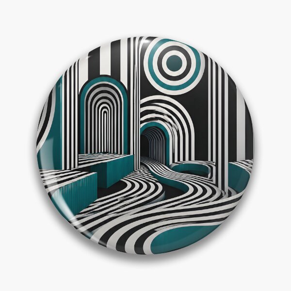 Artikelvorschau, Black White and Teal Optical Illusion Geometric Tunnel entworfen und verkauft von GutyzDesignsES.