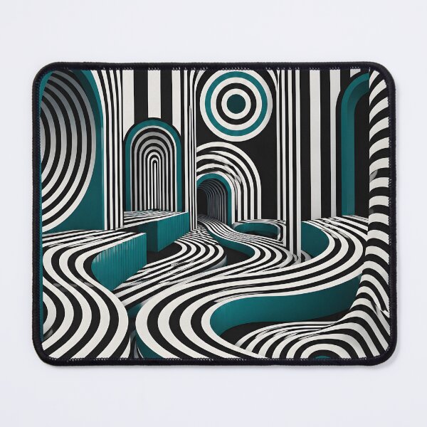 Item preview, Black White and Teal Optical Illusion Geometric Tunnel designed and sold by GutyzDesignsES.