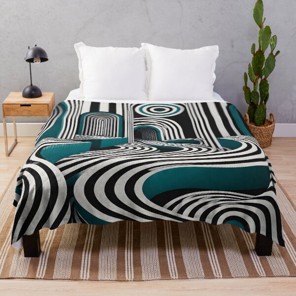 Item preview, Black White and Teal Optical Illusion Geometric Tunnel designed and sold by GutyzDesignsES.