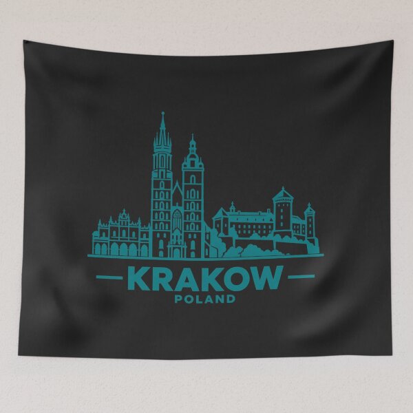 Item preview, Krakow Poland Line Art Skyline Poster designed and sold by CMYKStudio.