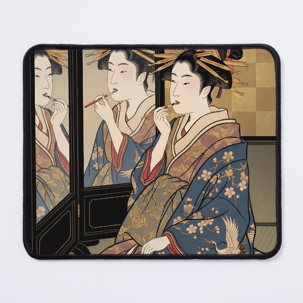 Item preview, Geisha Applying Makeup with Mirror Ukiyo-e designed and sold by TokyoUkiyoHouse.