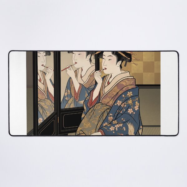 Item preview, Geisha Applying Makeup with Mirror Ukiyo-e designed and sold by TokyoUkiyoHouse.
