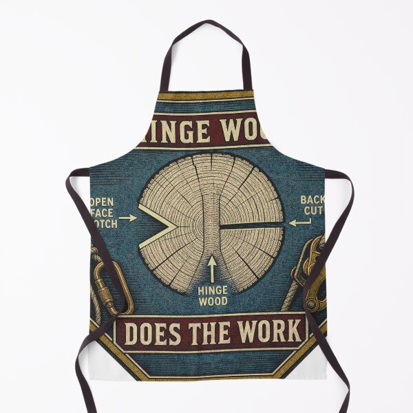 Item preview, Hinge Wood Does The Work Felling Technique Badge designed and sold by BoosterShop.