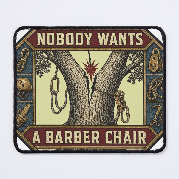Item preview, Nobody Wants A Barber Chair Tree Felling Safety Badge designed and sold by BoosterShop.