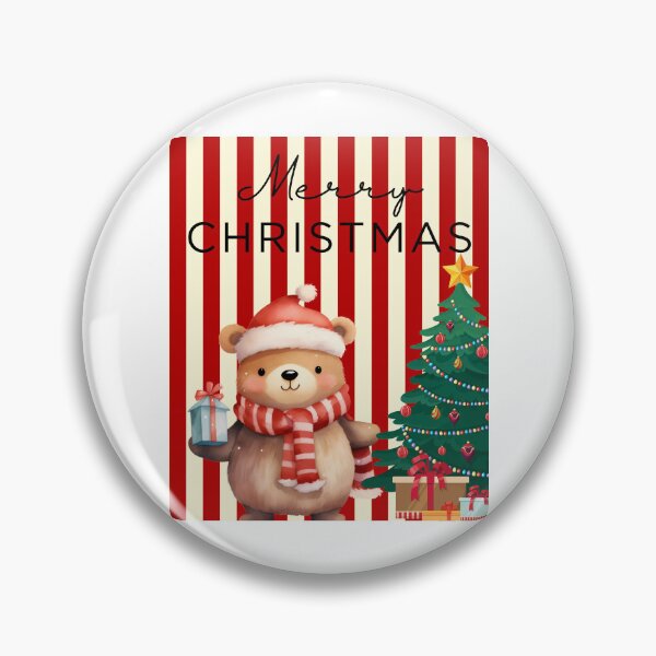 Item preview, Beautiful Christmas image of a little bear in watercolor with red stripes designed and sold by VibranPalette.