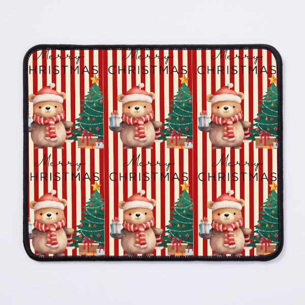 Item preview, Beautiful Christmas image of a little bear in watercolor with red stripes designed and sold by VibranPalette.