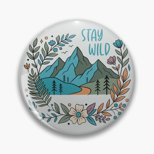 Item preview, Stay Wild — Boho Mountain & Floral Wreath designed and sold by Ink & Kind Studio.