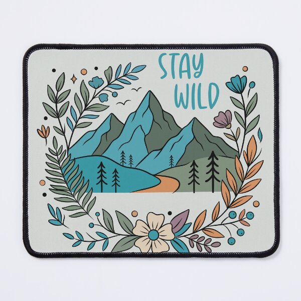 Item preview, Stay Wild — Boho Mountain & Floral Wreath designed and sold by Ink & Kind Studio.