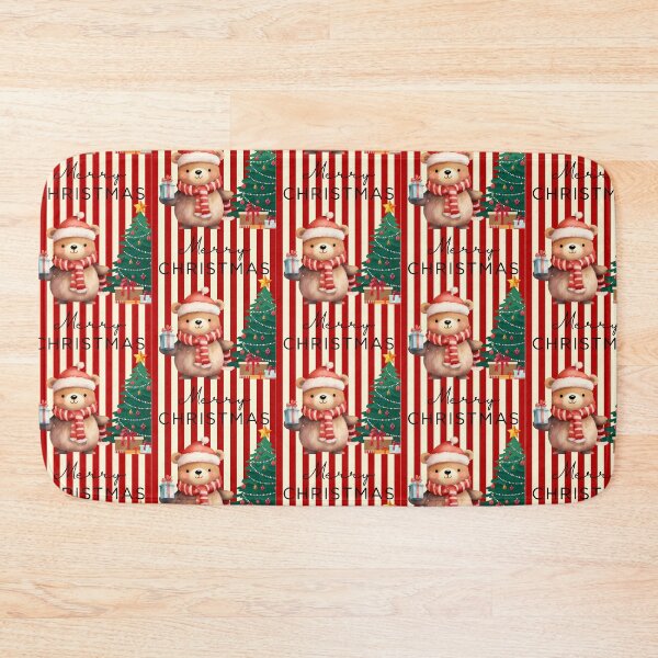 Item preview, Beautiful Christmas image of a little bear in watercolor with red stripes designed and sold by VibranPalette.
