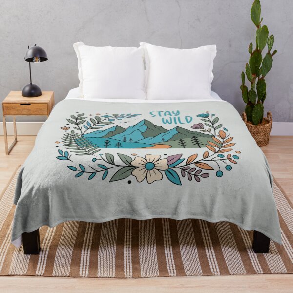 Item preview, Stay Wild — Boho Mountain & Floral Wreath designed and sold by Ink & Kind Studio.