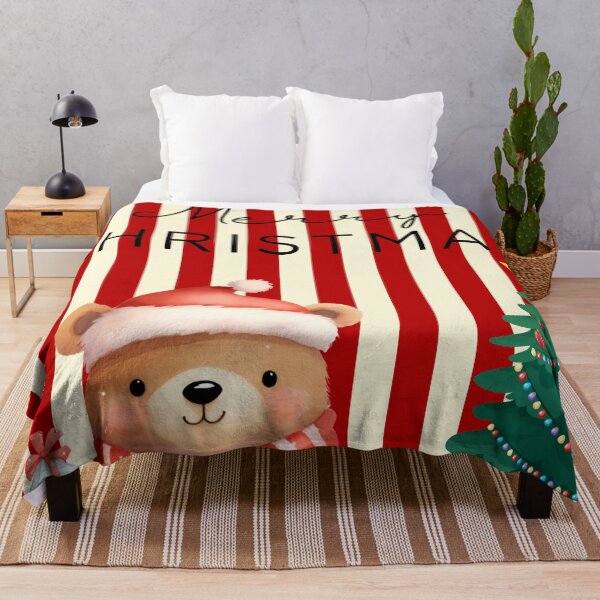 Item preview, Beautiful Christmas image of a little bear in watercolor with red stripes designed and sold by VibranPalette.