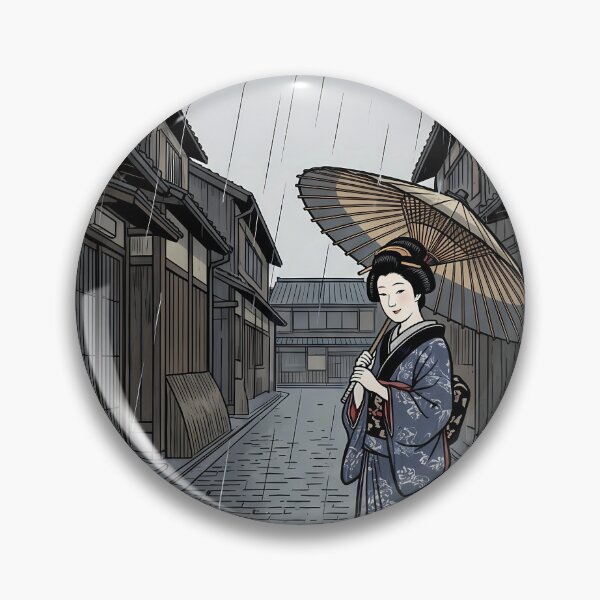 Item preview, Geisha Walking Rainy Kyoto Street Ukiyo-e designed and sold by TokyoUkiyoHouse.