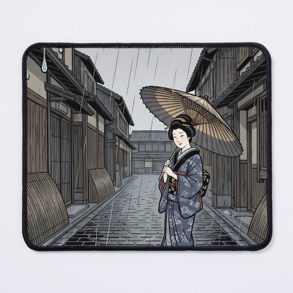 Item preview, Geisha Walking Rainy Kyoto Street Ukiyo-e designed and sold by TokyoUkiyoHouse.