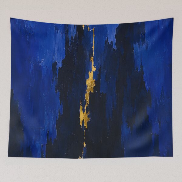 Item preview, Deep Blue and Gold Textured Abstract Painting designed and sold by GutyzDesignsES.