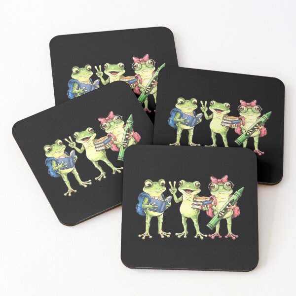 Item preview, Cute Frog Students with Books Backpacks and Giant Pencil designed and sold by MiALopezArt.