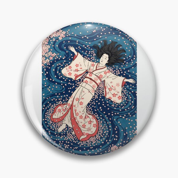 Item preview, Floating Maiden in Cherry Blossom Water Ukiyo-e designed and sold by TokyoUkiyoHouse.