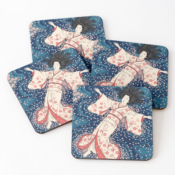 Item preview, Floating Maiden in Cherry Blossom Water Ukiyo-e designed and sold by TokyoUkiyoHouse.