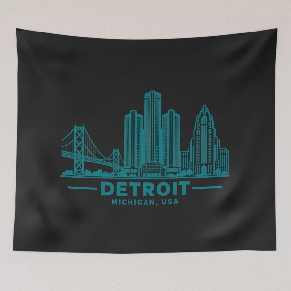 Item preview, Detroit Michigan USA Line Art Skyline Poster designed and sold by CMYKStudio.