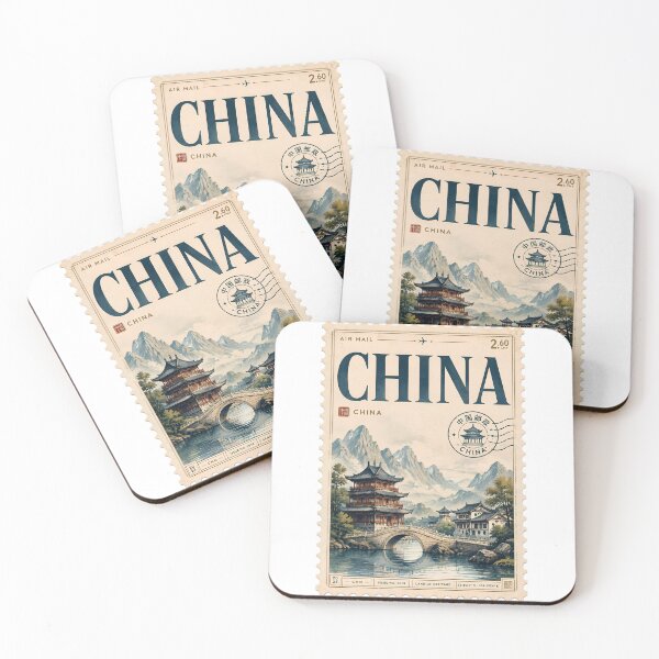 Item preview, Copy of China Heritage Vintage Stamp Poster | Ancient Chinese Landscape Art | Traditional Asian Architecture Illustration designed and sold by TialCorner.