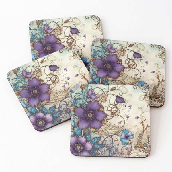 Item preview, Vintage Purple Flowers Steampunk Botanical Art designed and sold by BrandonArtWorld.