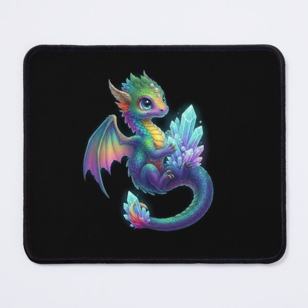 Item preview, Cute Rainbow Baby Dragon with Magical Crystal Fantasy Design designed and sold by Ostericaimusa.