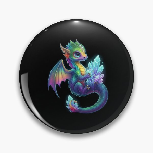 Item preview, Cute Rainbow Baby Dragon with Magical Crystal Fantasy Design designed and sold by Ostericaimusa.