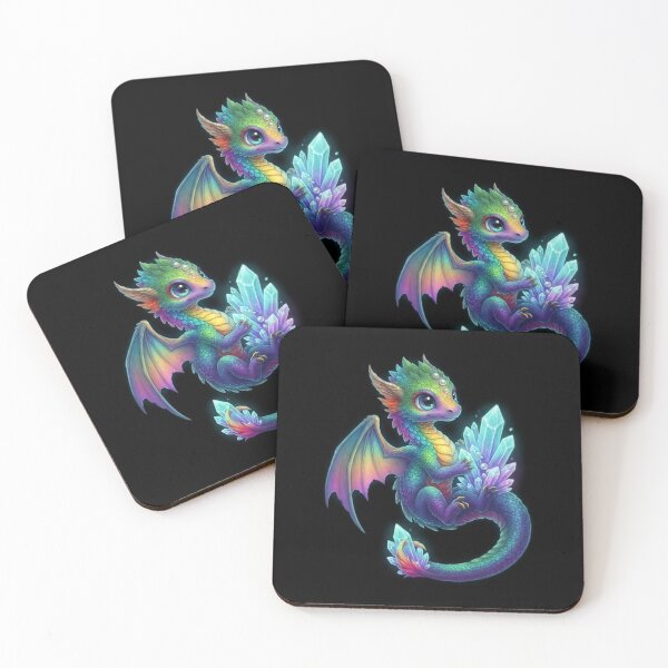 Item preview, Cute Rainbow Baby Dragon with Magical Crystal Fantasy Design designed and sold by Ostericaimusa.