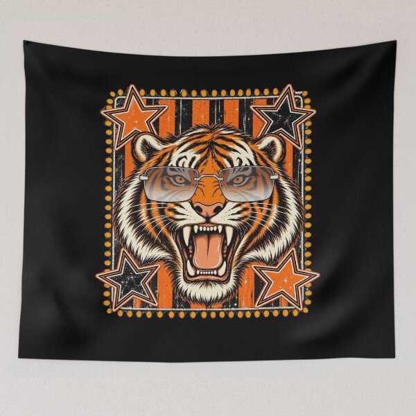 Item preview, Maximalist Orange Black Tiger with Sunglasses designed and sold by JaymeOctober.