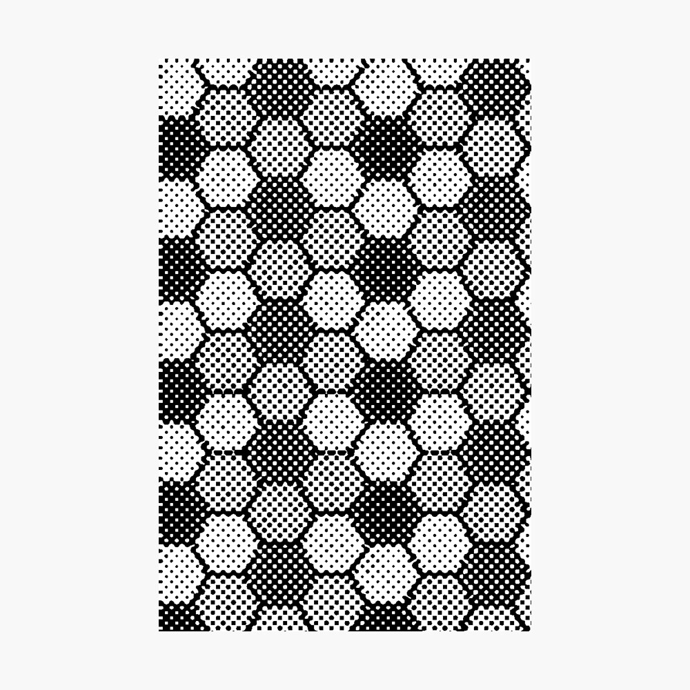 black and white and grey hexagon pixel art for clothing and home decor poster by ozcushionstoo redbubble redbubble