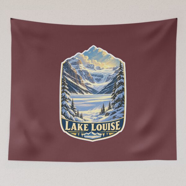 Item preview, Lake Louise Vintage Canadian Rockies Mountain Travel Print designed and sold by PinUpPizzazz.