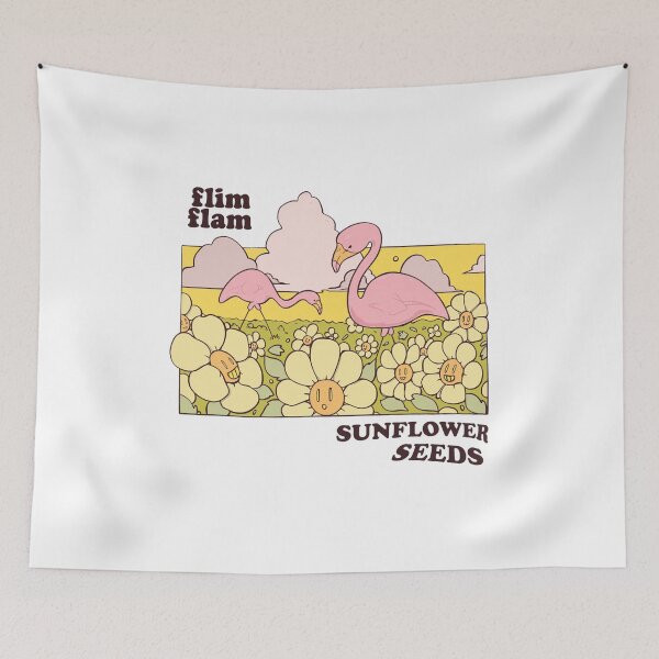 Item preview, Diseño de flamencos con semillas de girasol estilo retro Flim Flam designed and sold by Patriclves.