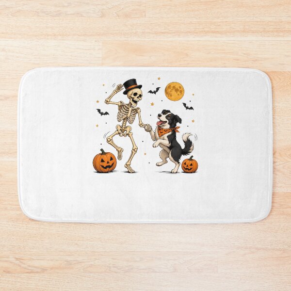 Item preview, Skeleton Dog Halloween Moon Bats Pumpkin designed and sold by IhanVaanMaArt.