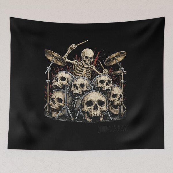 Item preview, Skeleton Drummer Skull Percussion Metal Art designed and sold by DARREARKER.