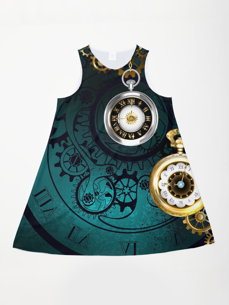 Clock with Gears on Green Background ( Steampunk )" A-Line Dress for Sale by Blackmoon9 | Redbubble Clock with Gears on Green Background ( Steampunk )" A-Line Dress for Sale by Blackmoon9 | Redbubble