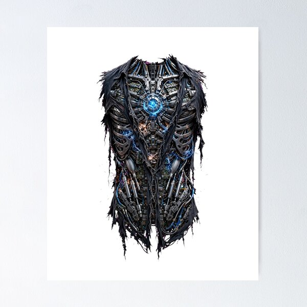 Item preview, Cyborg Chest Torn Open - Cyberpunk Armor Blue Wires designed and sold by Csaba1983.
