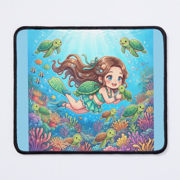 Item preview, Girl swimming with sea turtles designed and sold by Azurart2.
