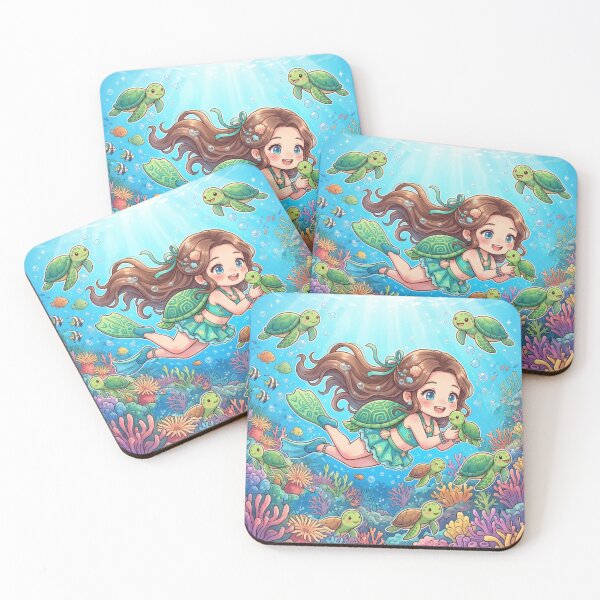 Item preview, Girl swimming with sea turtles designed and sold by Azurart2.