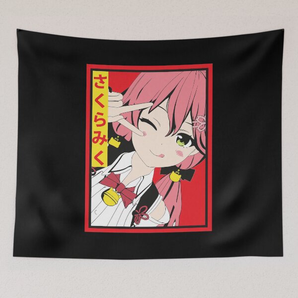 Item preview, Sakura Miko Anime Girl Pink Hair Peace Sign designed and sold by Patriclves.