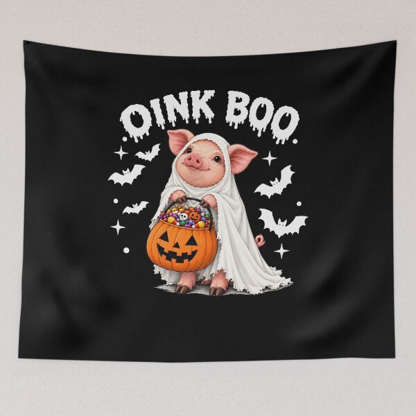 Item preview,  Oink Boo Pig Ghost Halloween Candy Pumpkin Bats designed and sold by markbauch.