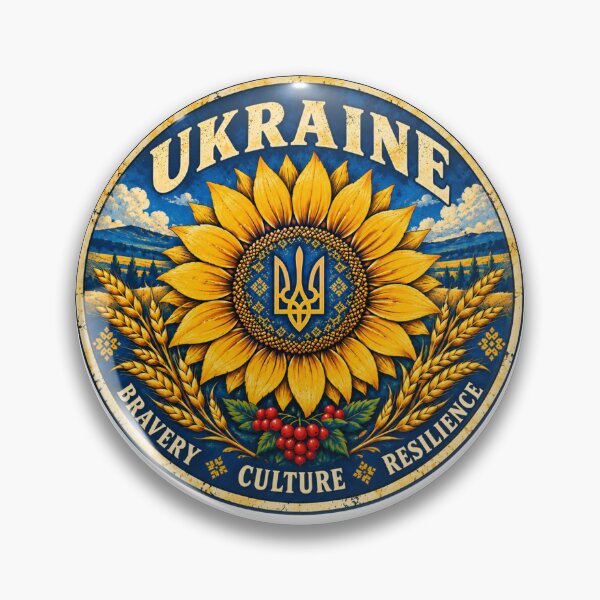 Item preview, Ukraine Sunflower Vintage Badge designed and sold by Swanny's Custom T-shirt and Gift Designs.
