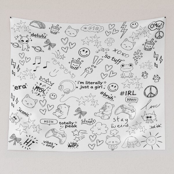 Item preview, Kawaii Doodle Art Pattern designed and sold by Side By Side Studio.